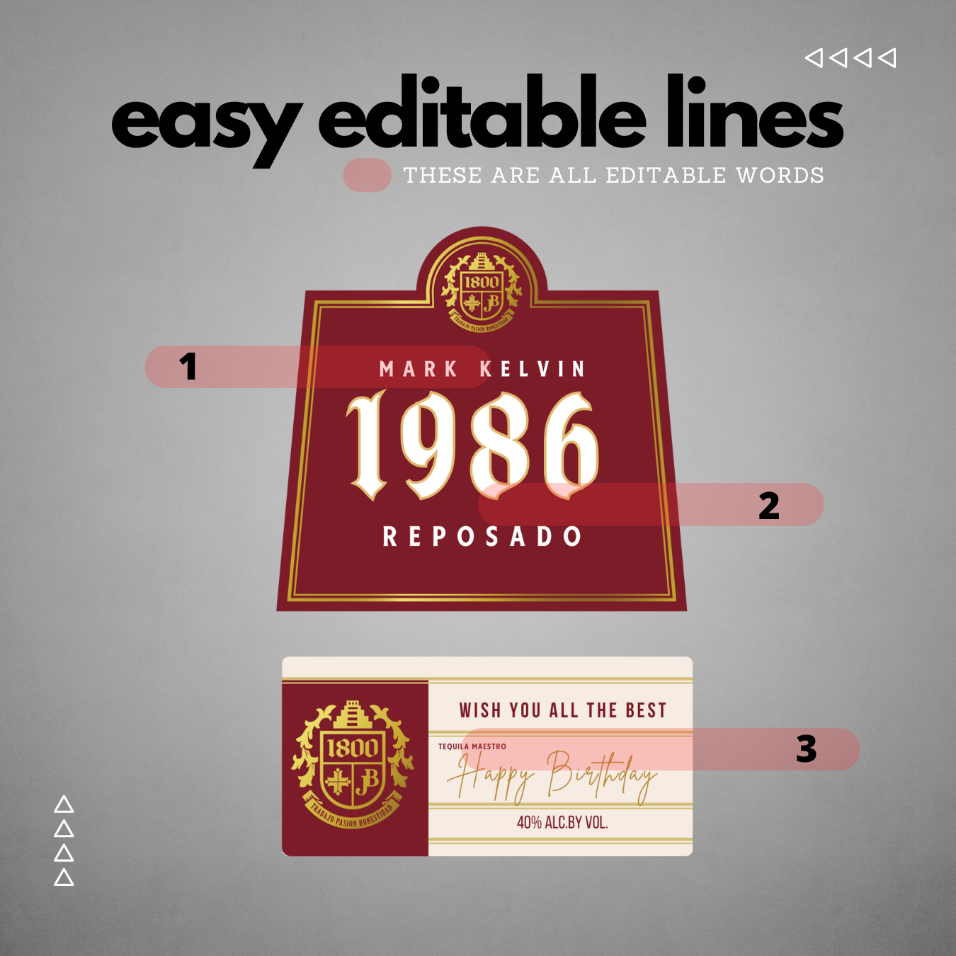 Printable 1800 Tequila Reposado label editable Customize