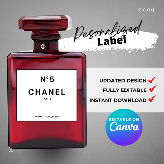 Printable Chanel 05 Perfume label editable Customize, Gift Ideas