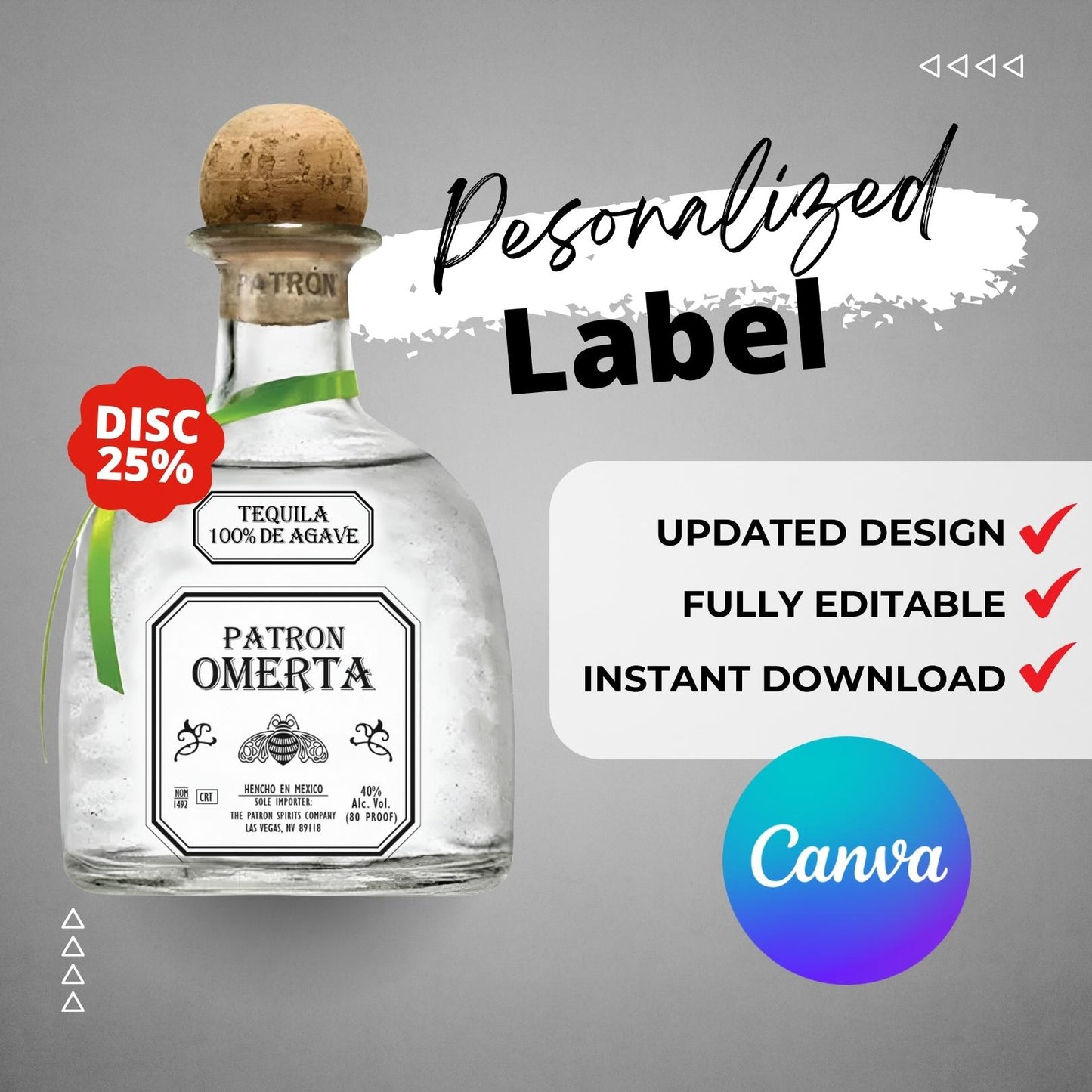 Printable Patron Tequila Bottle Label