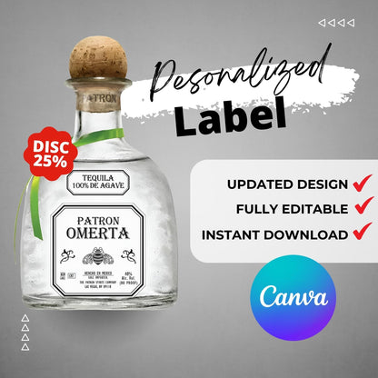 Printable Patron Tequila Bottle Label