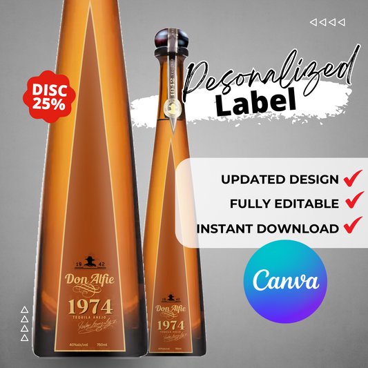 Printable Don 1942 Tequila Anejo label editable