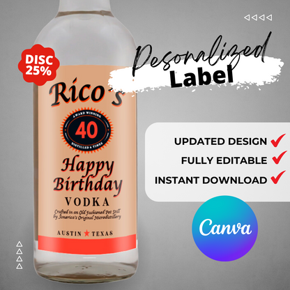 Printable Tito's Vodka label editable Customize