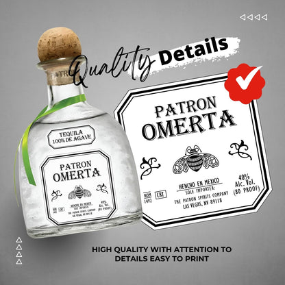 Printable Patron Tequila Bottle Label