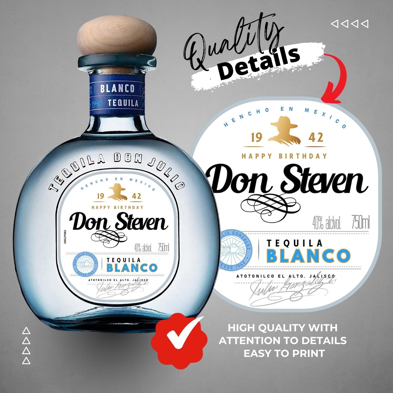 Printable Don Blanco Tequila Label editable