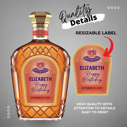 Printable Custom Crown Royal Peach Label Bottle