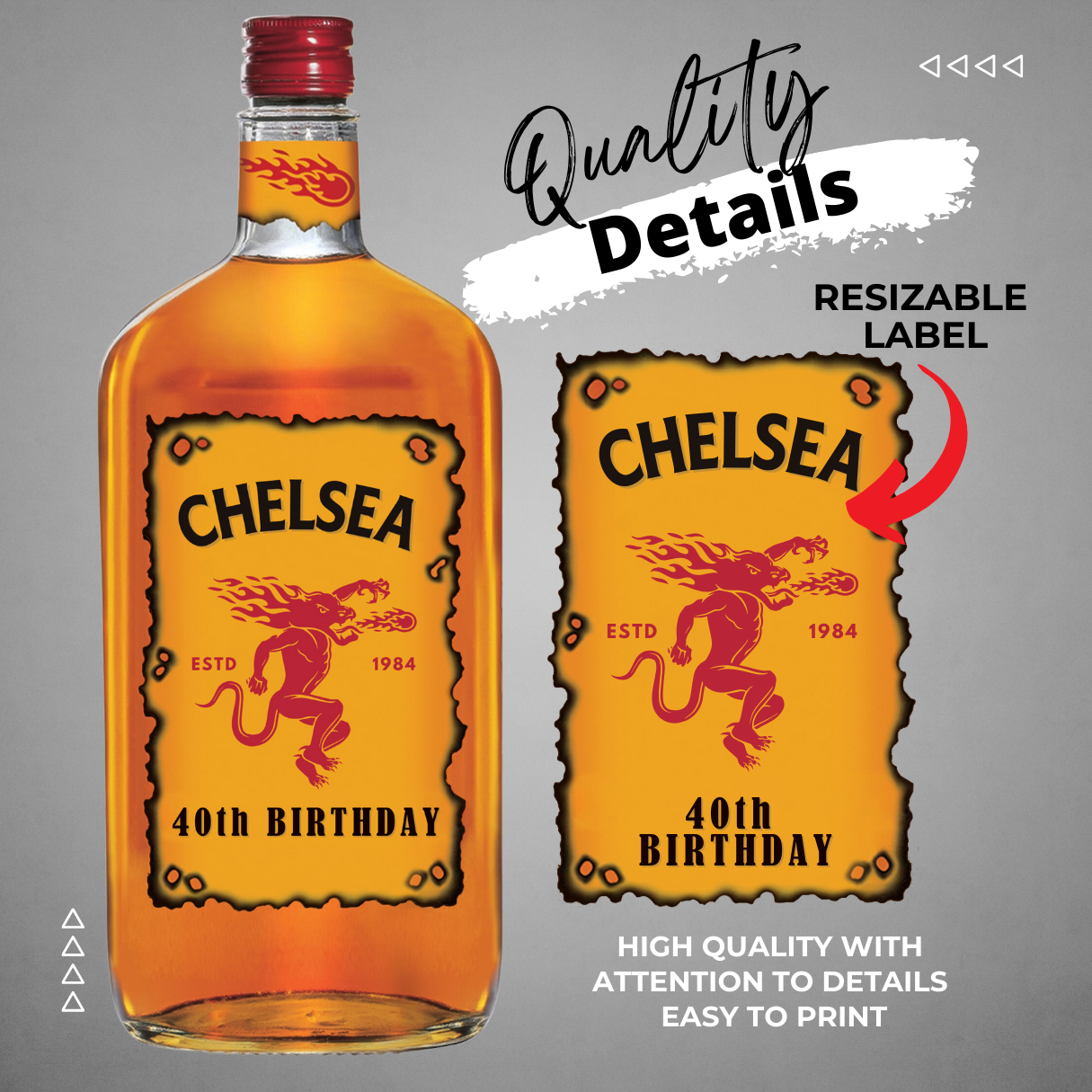 Printable Custom Fireball Whiskey Label Editable