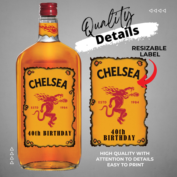 Printable Custom Fireball Whiskey Label Editable – CustomCraftedbyBella