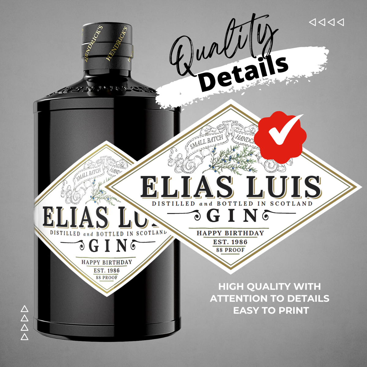 Printable Hendricks Gin label editable – CustomCraftedbyBella