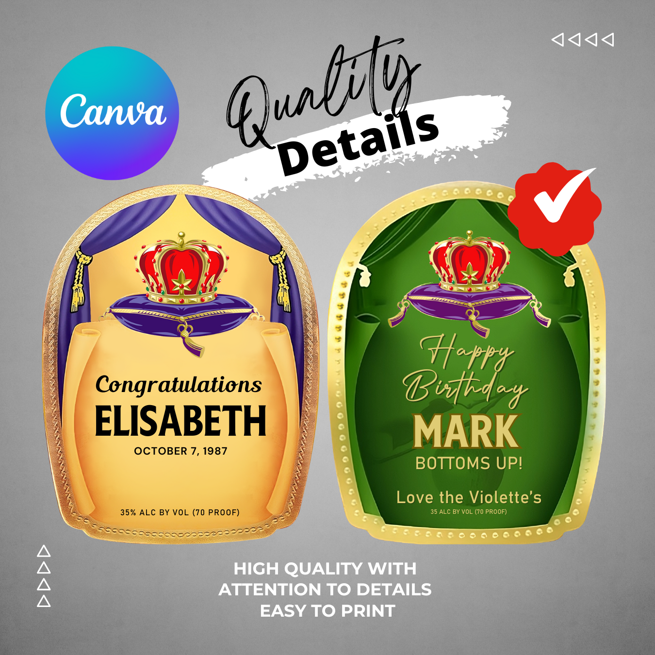 Printable Crown Royal bundle Label Bottle editable