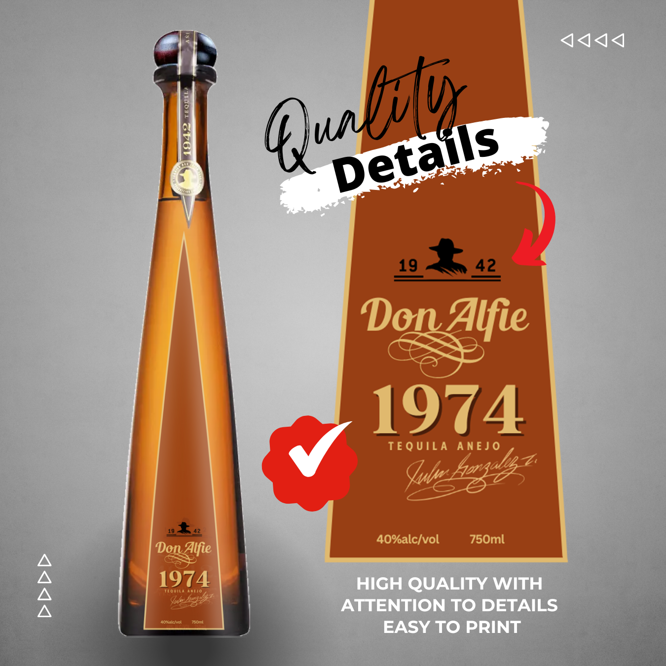 Printable Don 1942 Tequila Anejo label editable