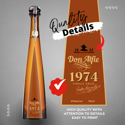 Printable Don 1942 Tequila Anejo label editable