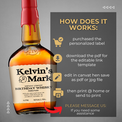 Printable Maker's Mark Bourbon Whiskey Resizable Label