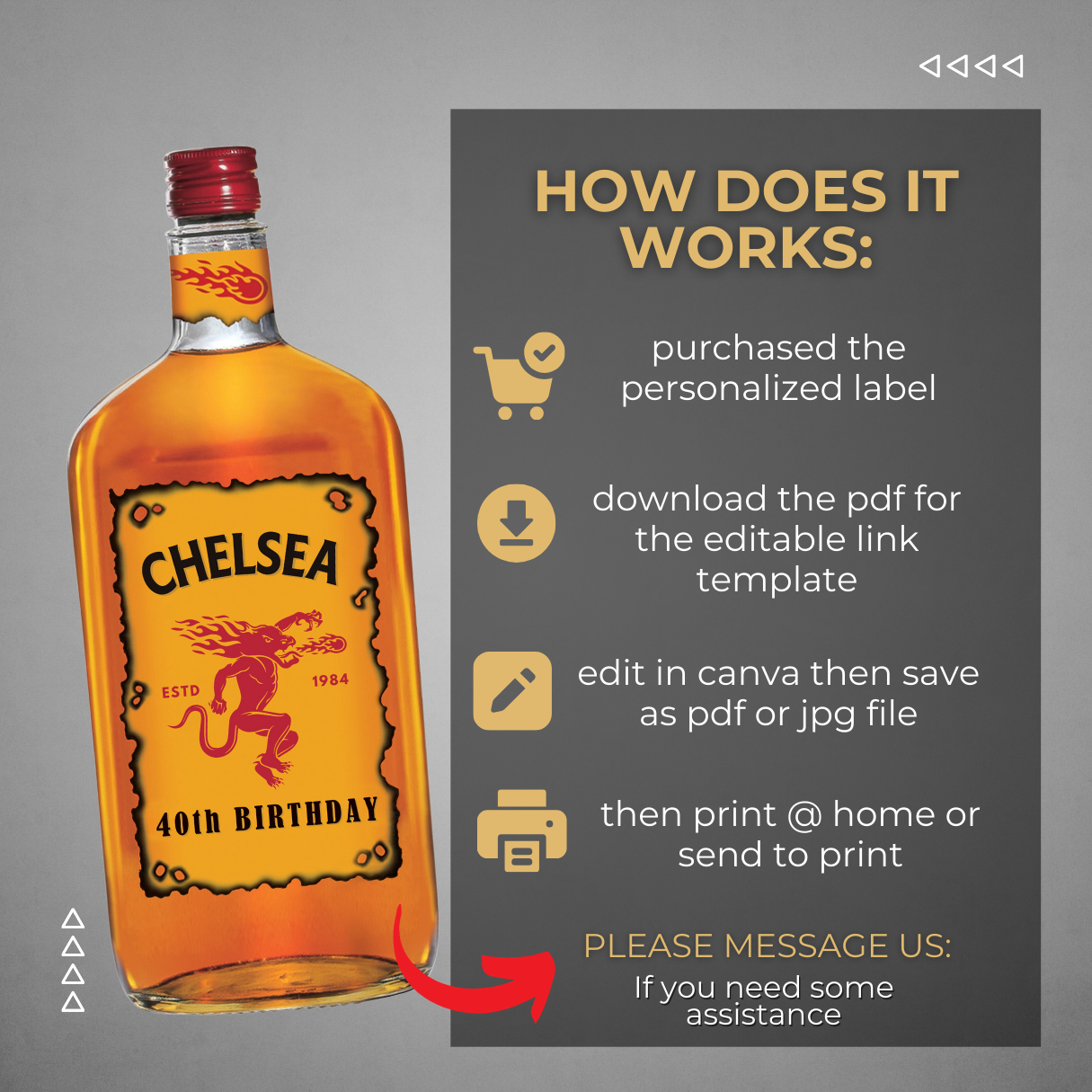 Printable Custom Fireball Whiskey Label Editable