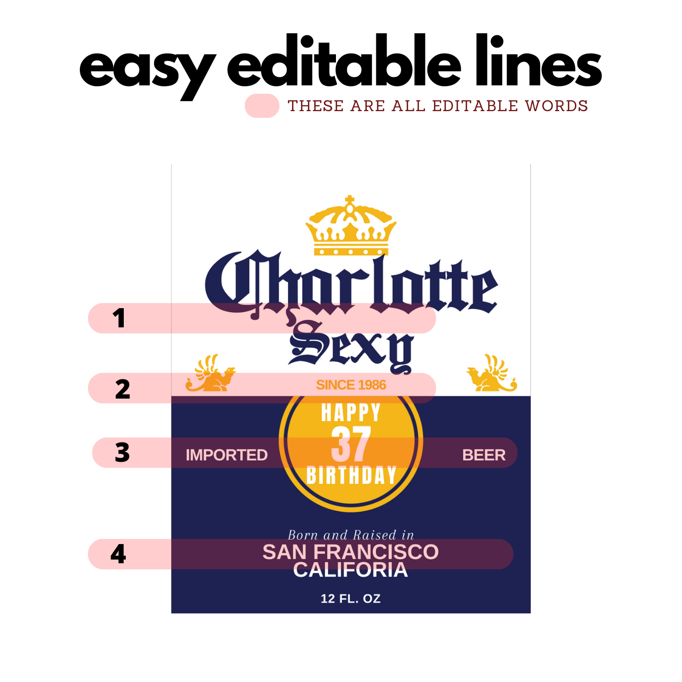 Printable Corona Beer Label editable