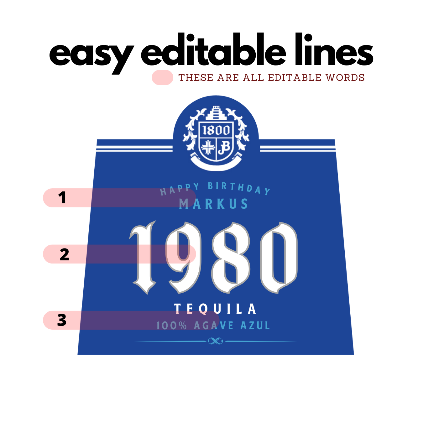 Printable 1800 Silver Tequila Label editable