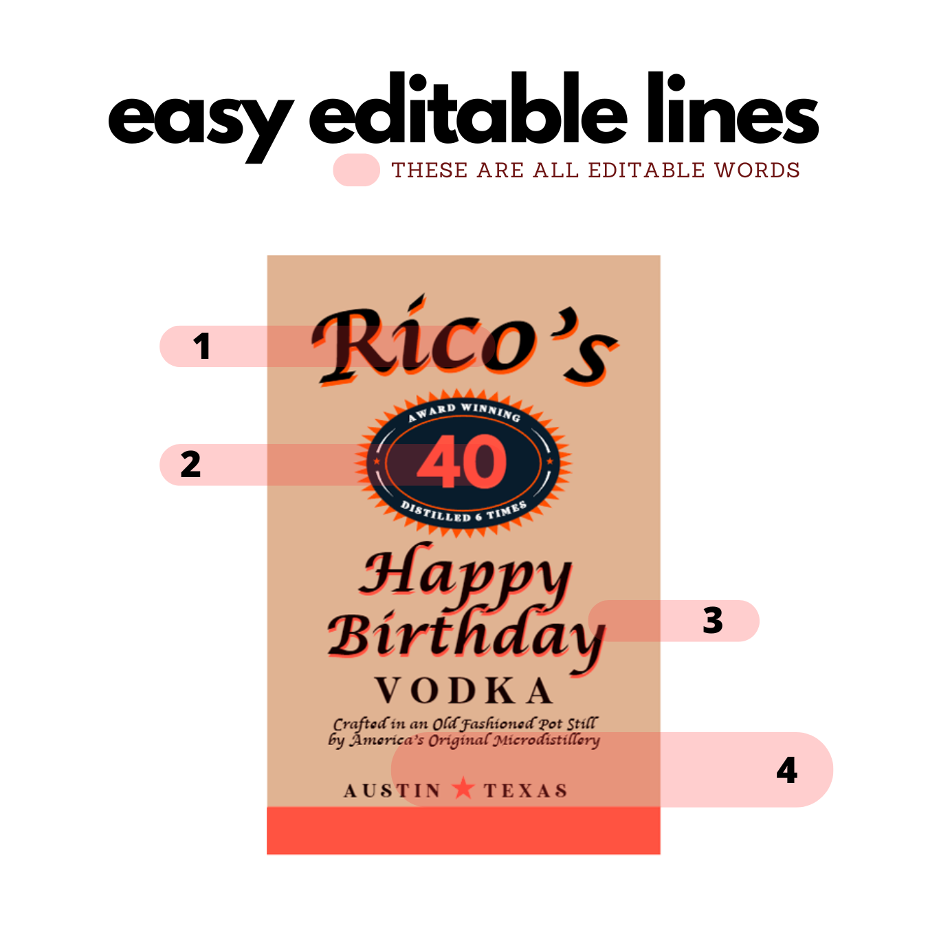 Printable Tito's Vodka label editable Customize