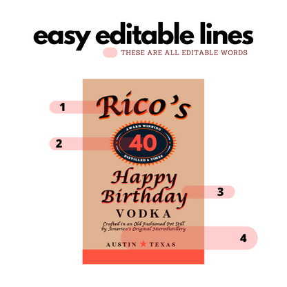 Printable Tito's Vodka label editable Customize