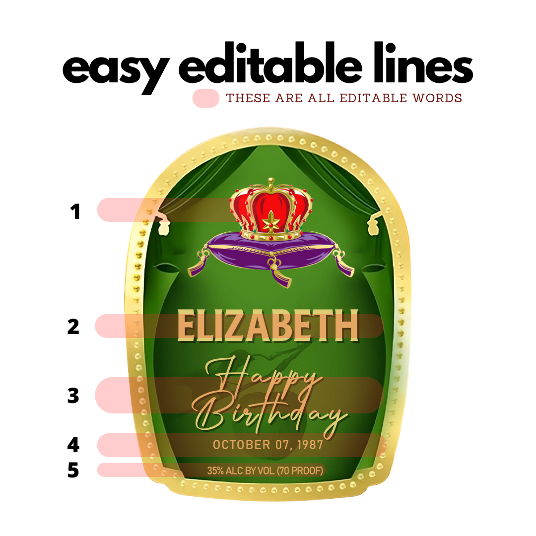 Printable Crown Royal Apple Label editable