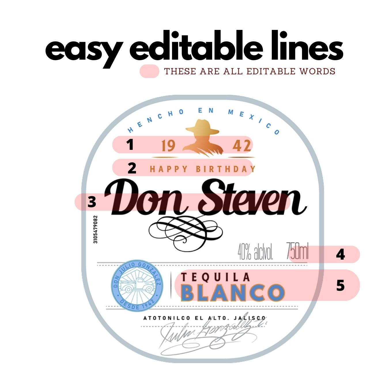 Printable Don Blanco Tequila Label editable