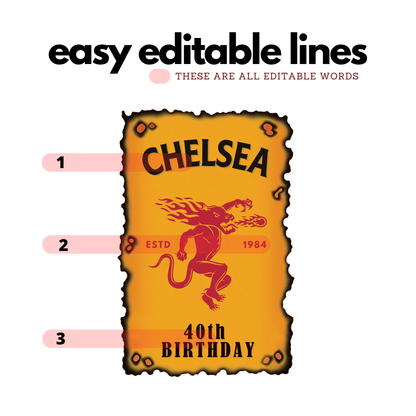 Printable Custom Fireball Whiskey Label Editable