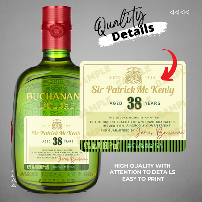 Printable Buchanan Deluxe Whisky Customized editable