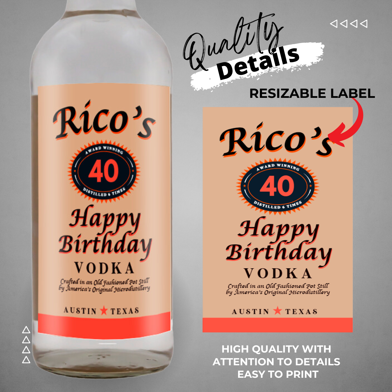 Printable Tito's Vodka label editable Customize