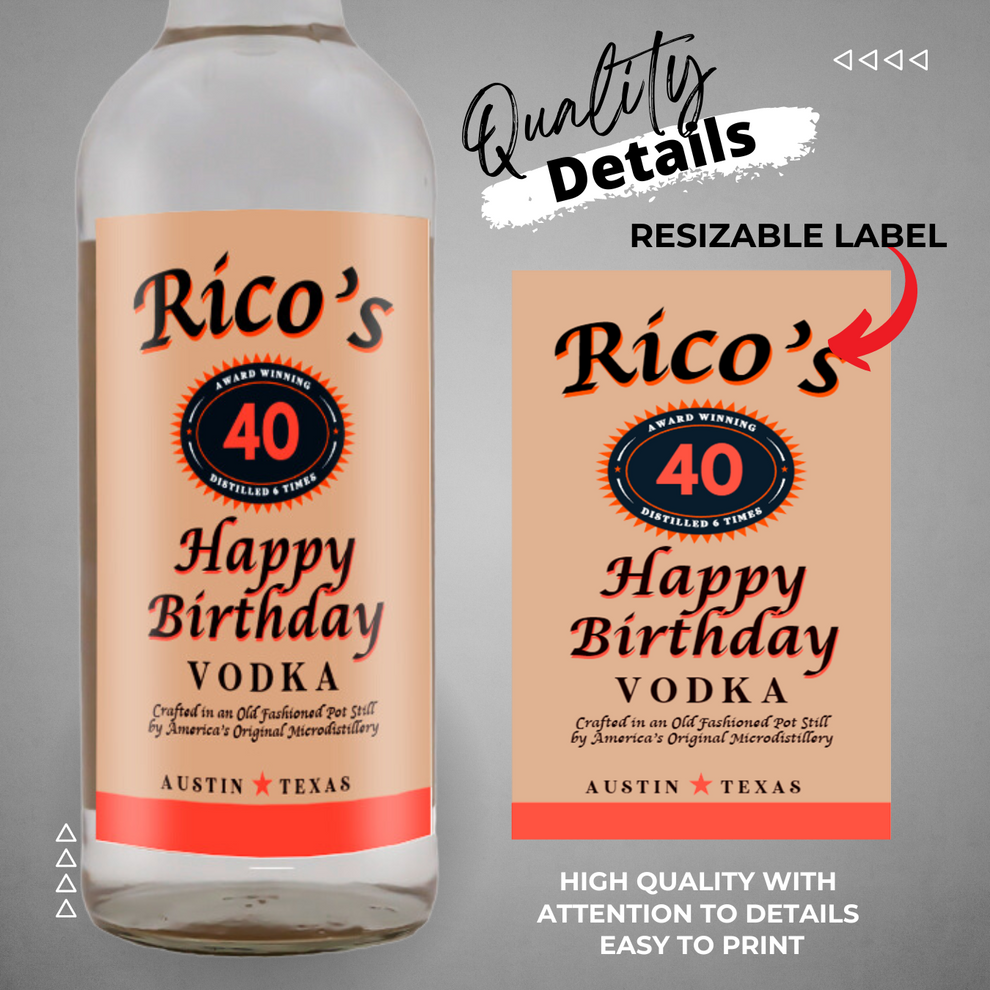 Printable Tito's Vodka label editable Customize – CustomCraftedbyBella