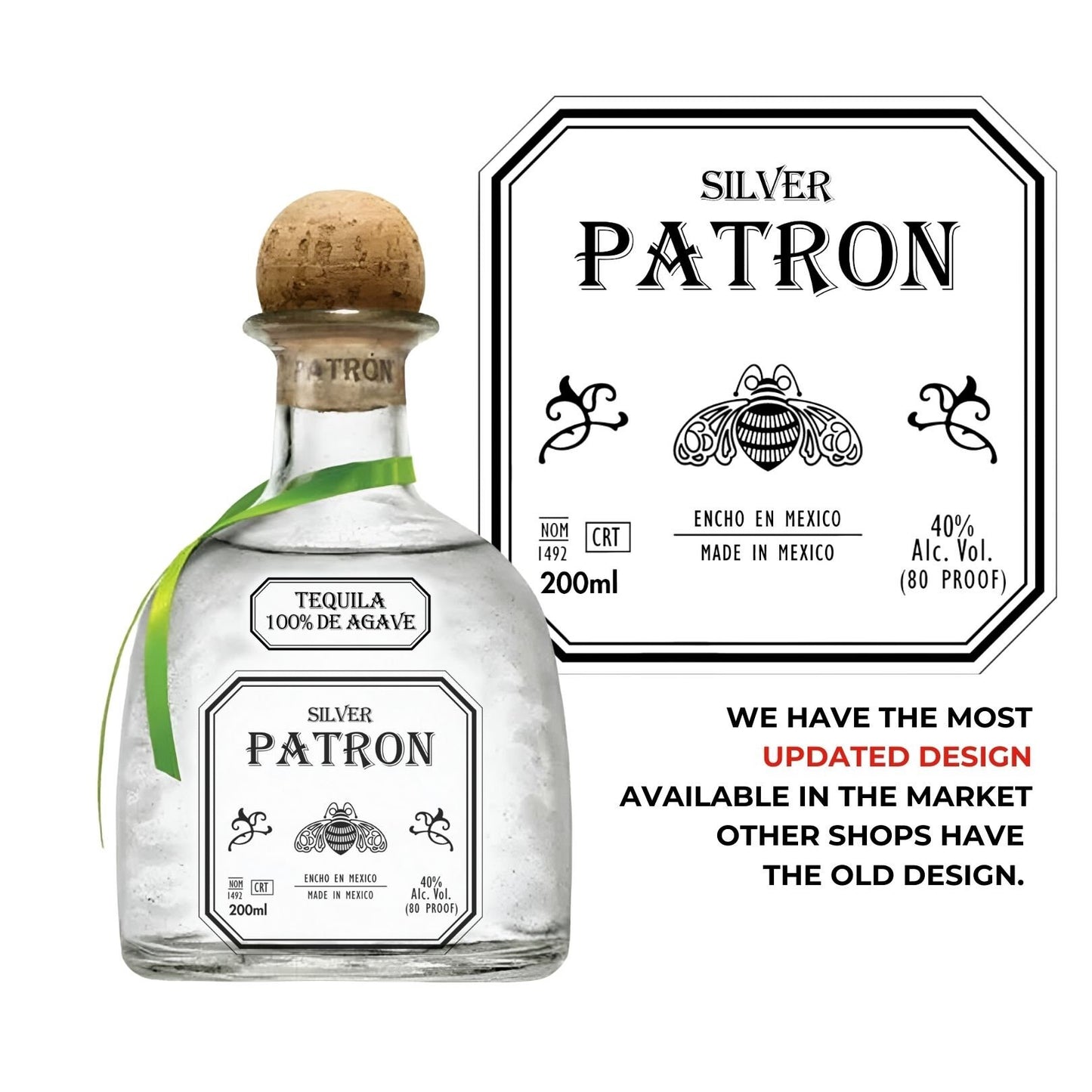 Printable Patron Tequila 200ml Bottle label editable