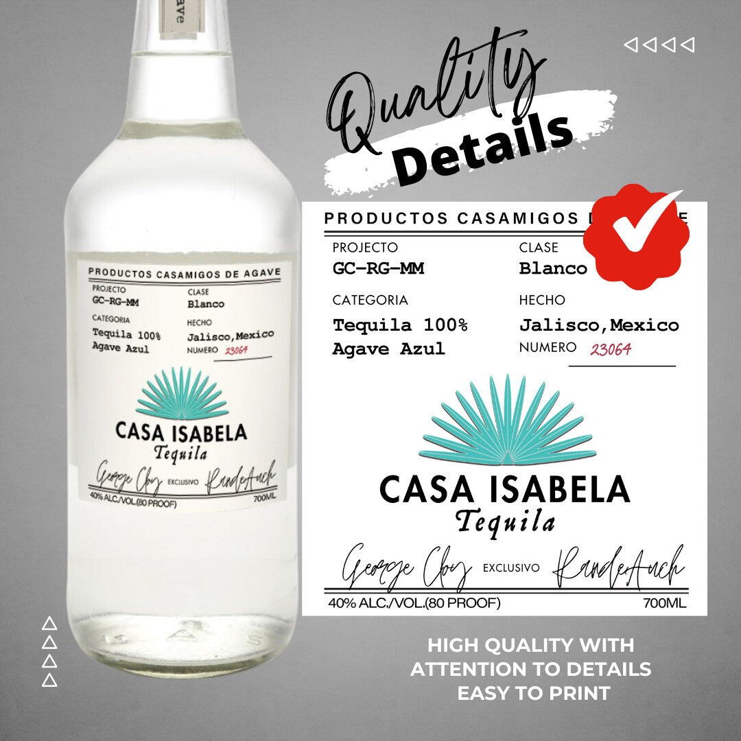 Printable Casamigos Tequila label editable