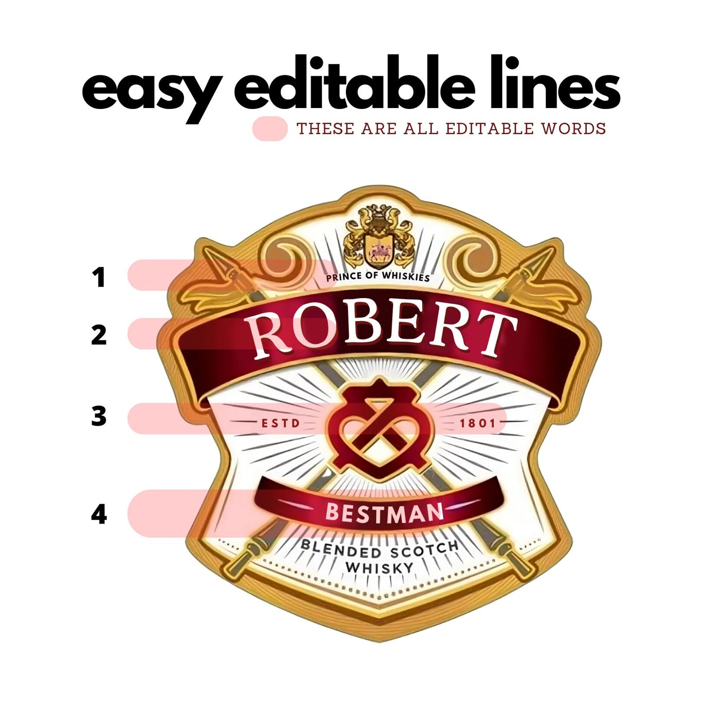 Printable Regal Whiskey 12 labels editable