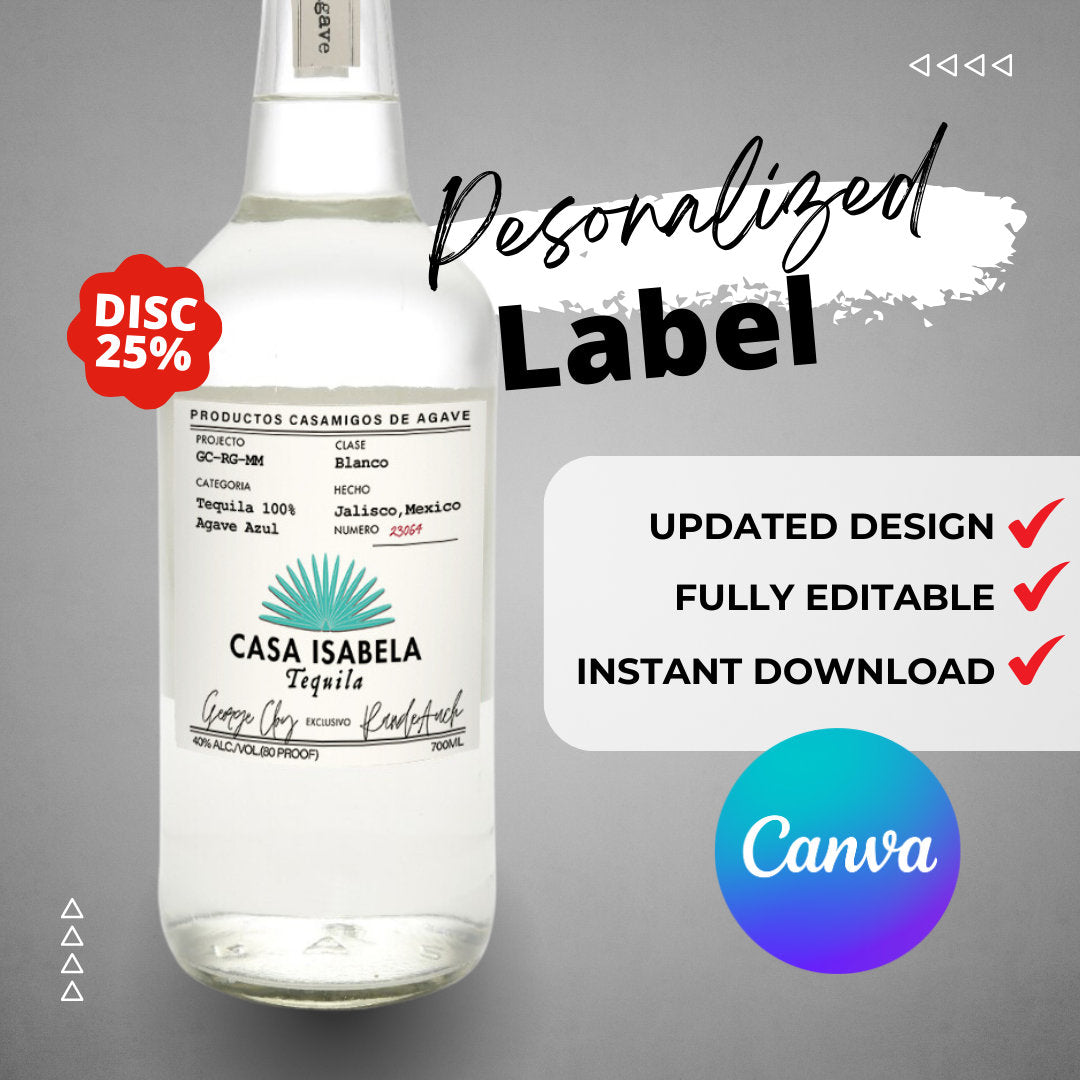 Printable Casamigos Tequila label editable