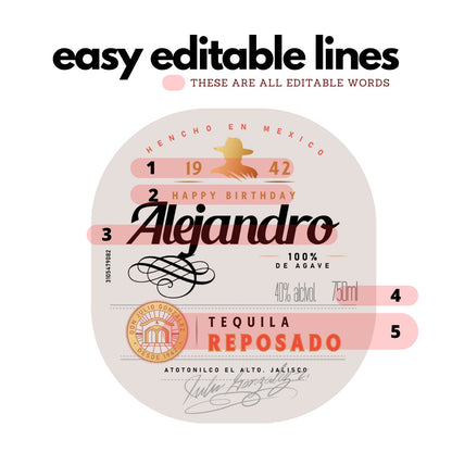 Printable Don Julio Tequila Reposado label editable