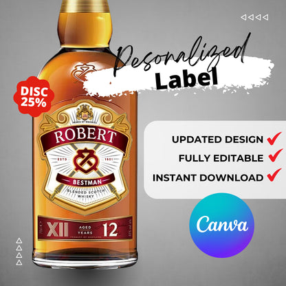 Printable Regal Whiskey 12 labels editable