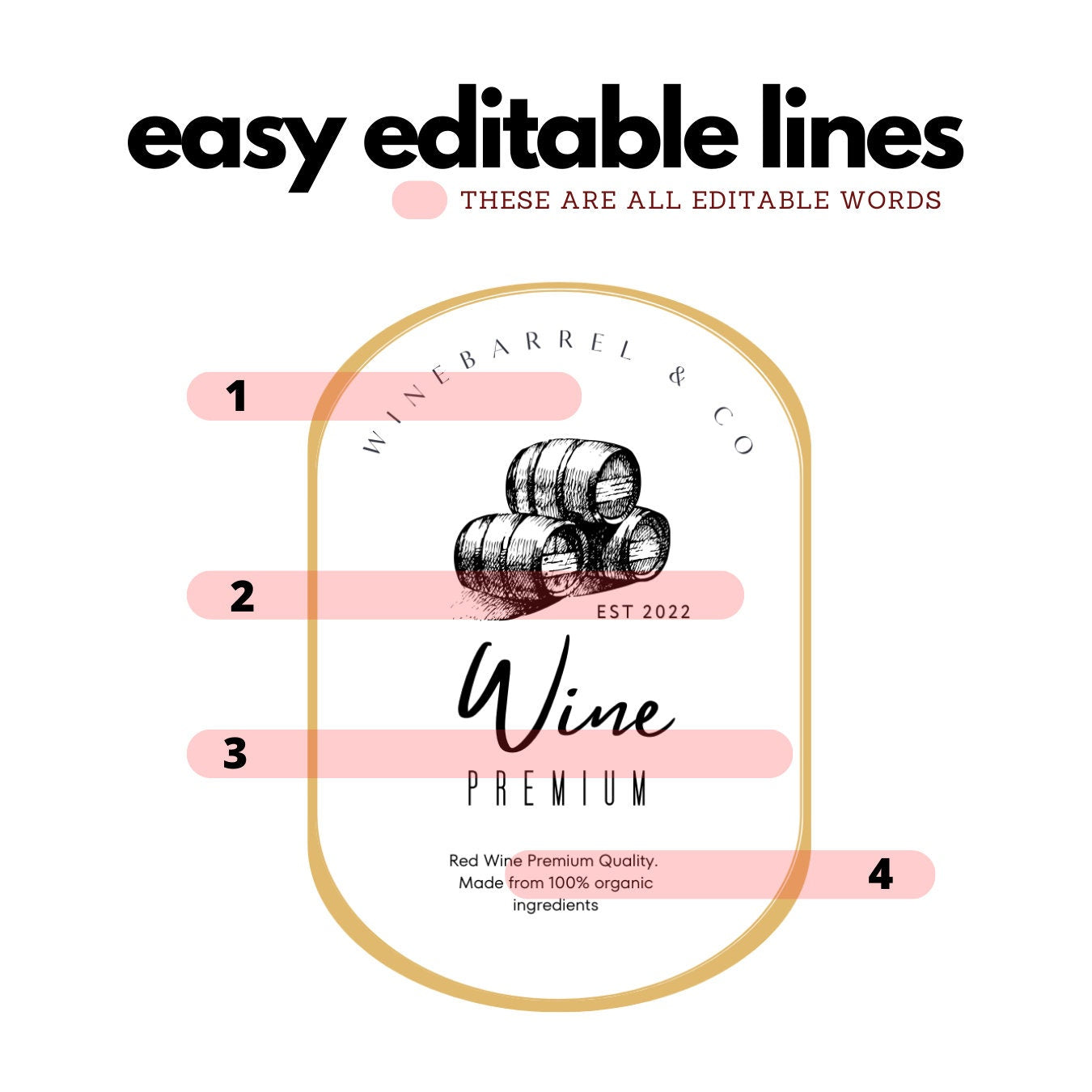 Printable Wine / Whiskey label 3.5"x5" Bottle Label editable