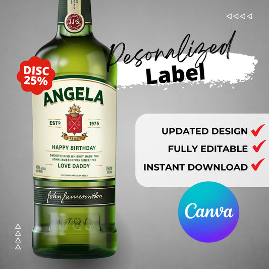 Printable Jameson Triple Distilled Whiskey label editable