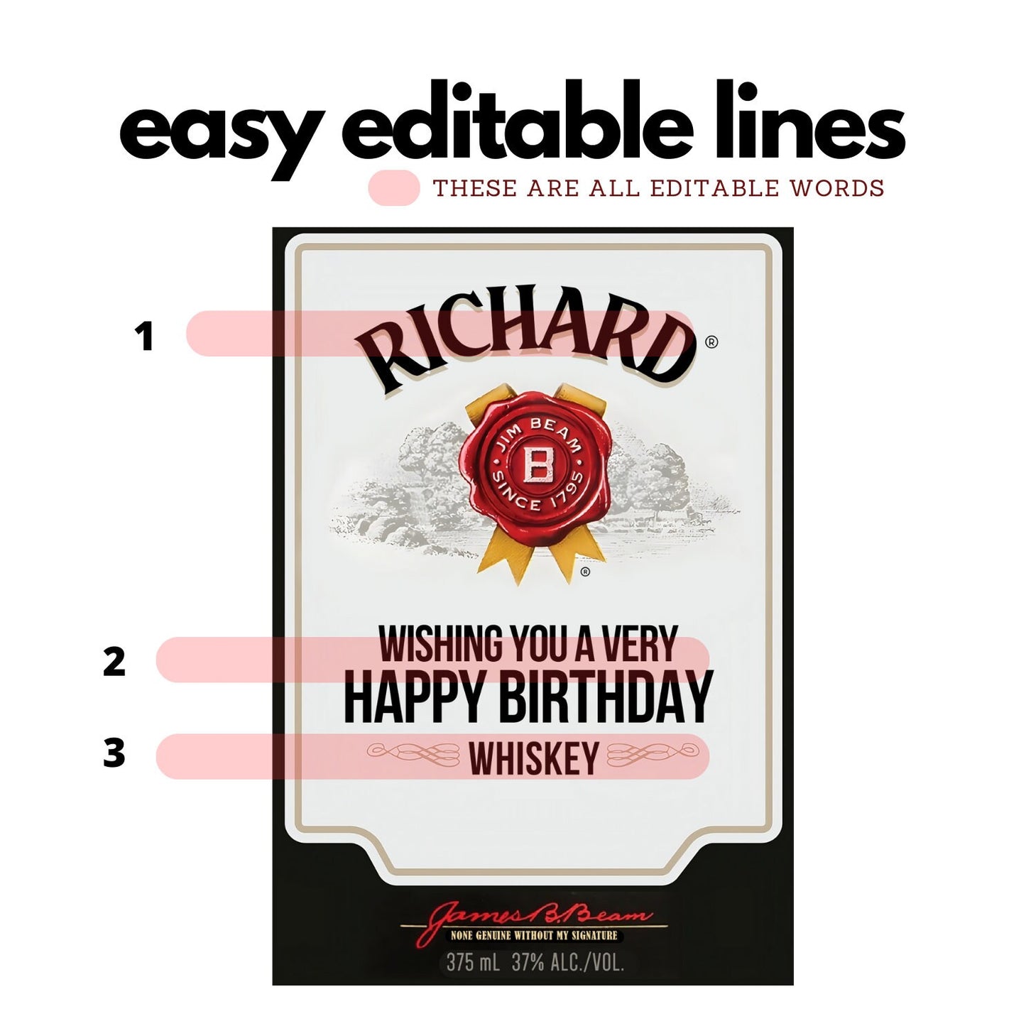 Printable Jim Beam Whiskey labels editable