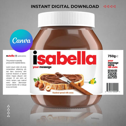 Printable Nutella Chocolate Spread Label