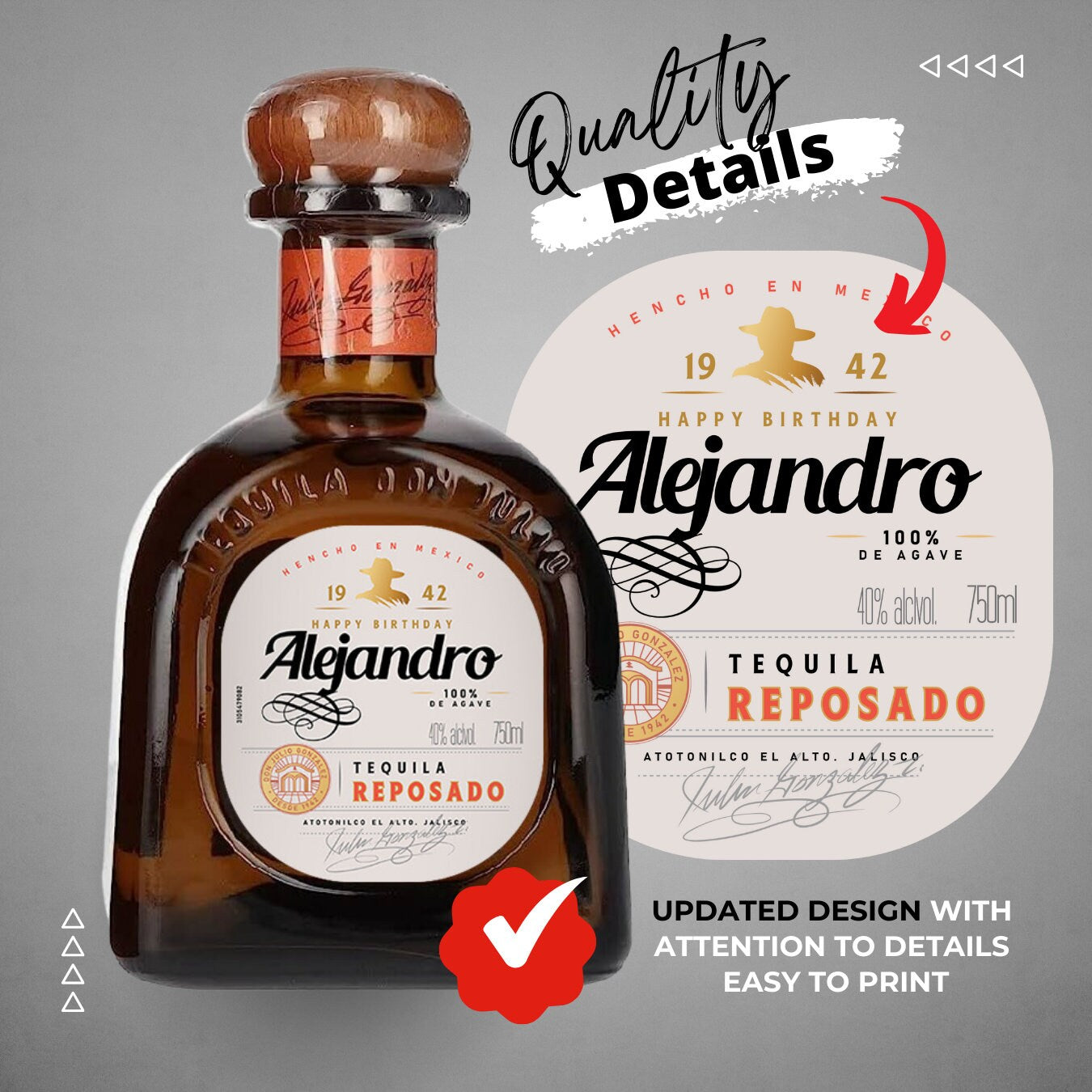 Printable Don Julio Tequila Reposado label editable