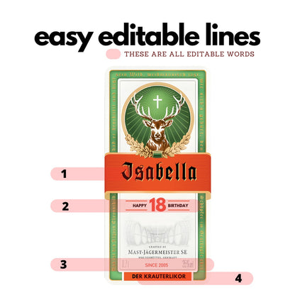 Printable Jagermeister label editable