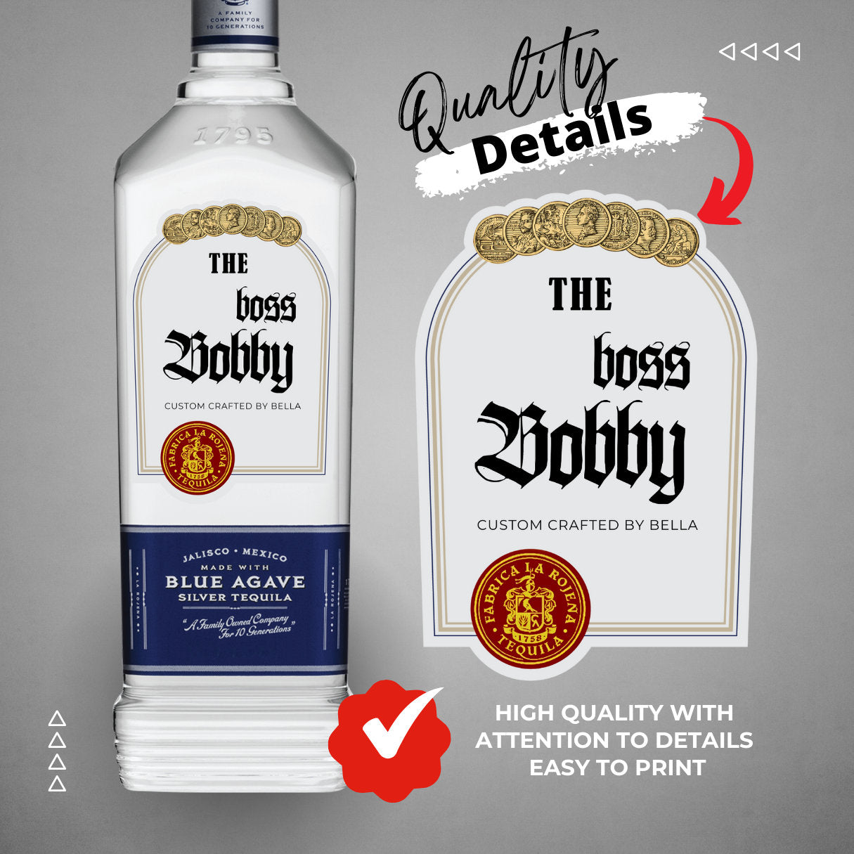 Printable Jose Cuervo Silver Tequila label editable