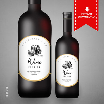 Printable Wine / Whiskey label 3.5"x5" Bottle Label editable