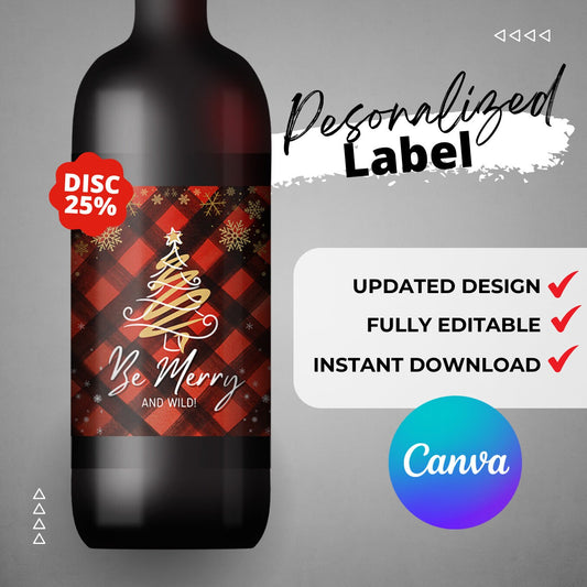 Printable Wine / Whiskey Red label 4"x5" Bottle Label editable