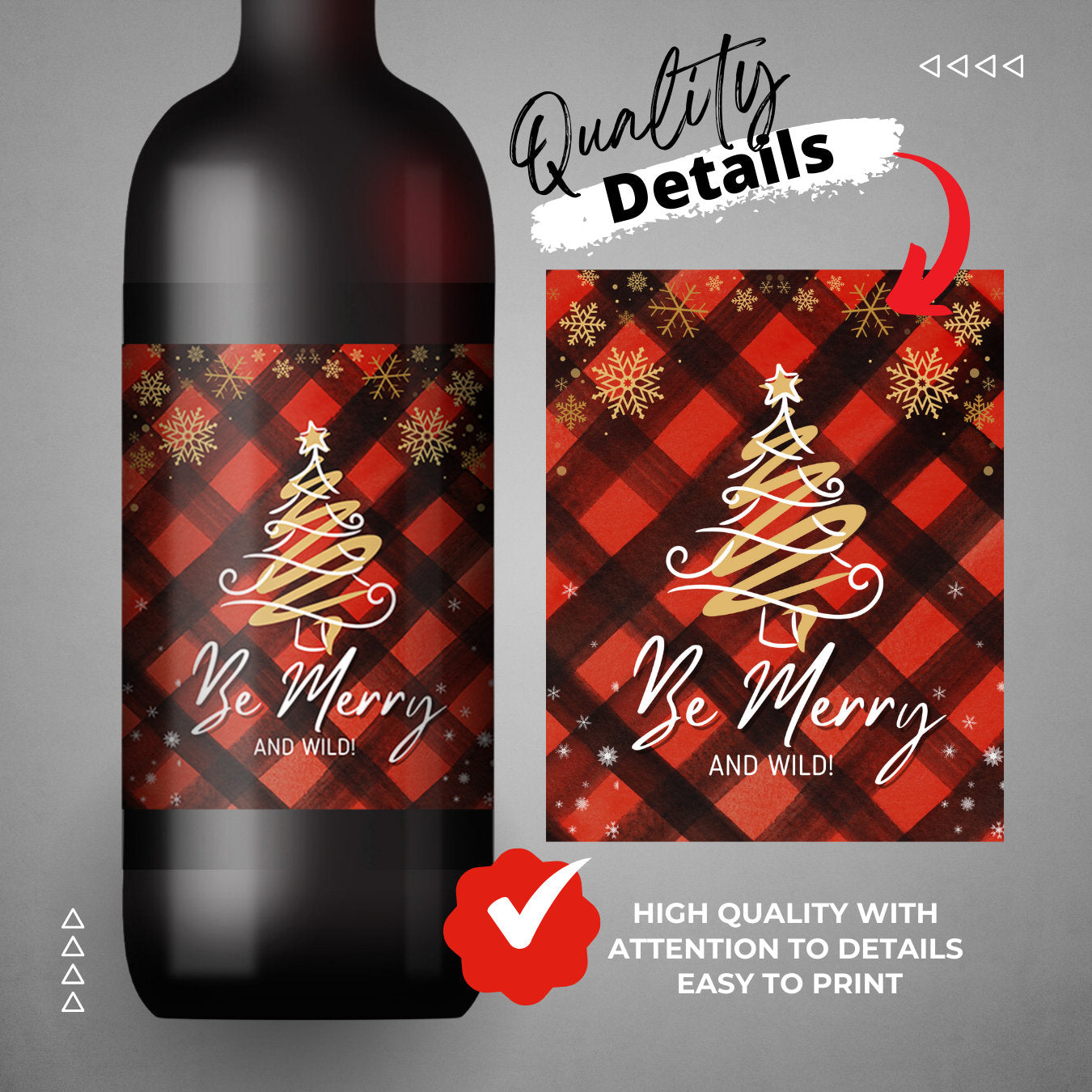 Printable Wine / Whiskey Red label 4"x5" Bottle Label editable