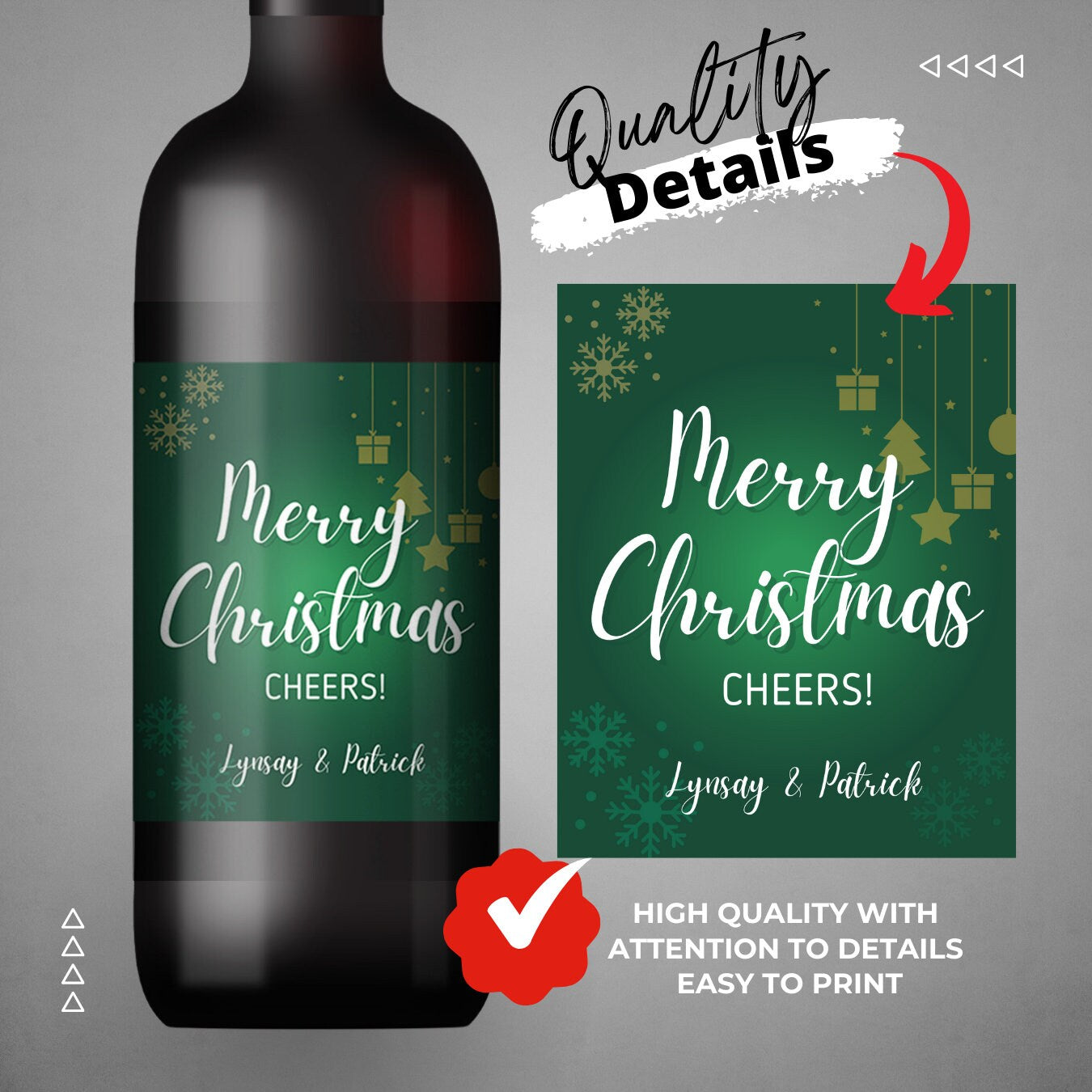 Printable Wine / Whiskey Green label 4"x5" editable Label