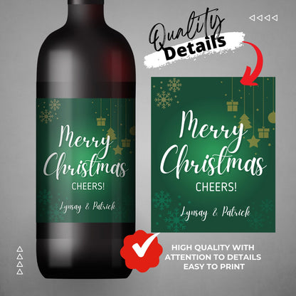 Printable Wine / Whiskey Green label 4"x5" editable Label