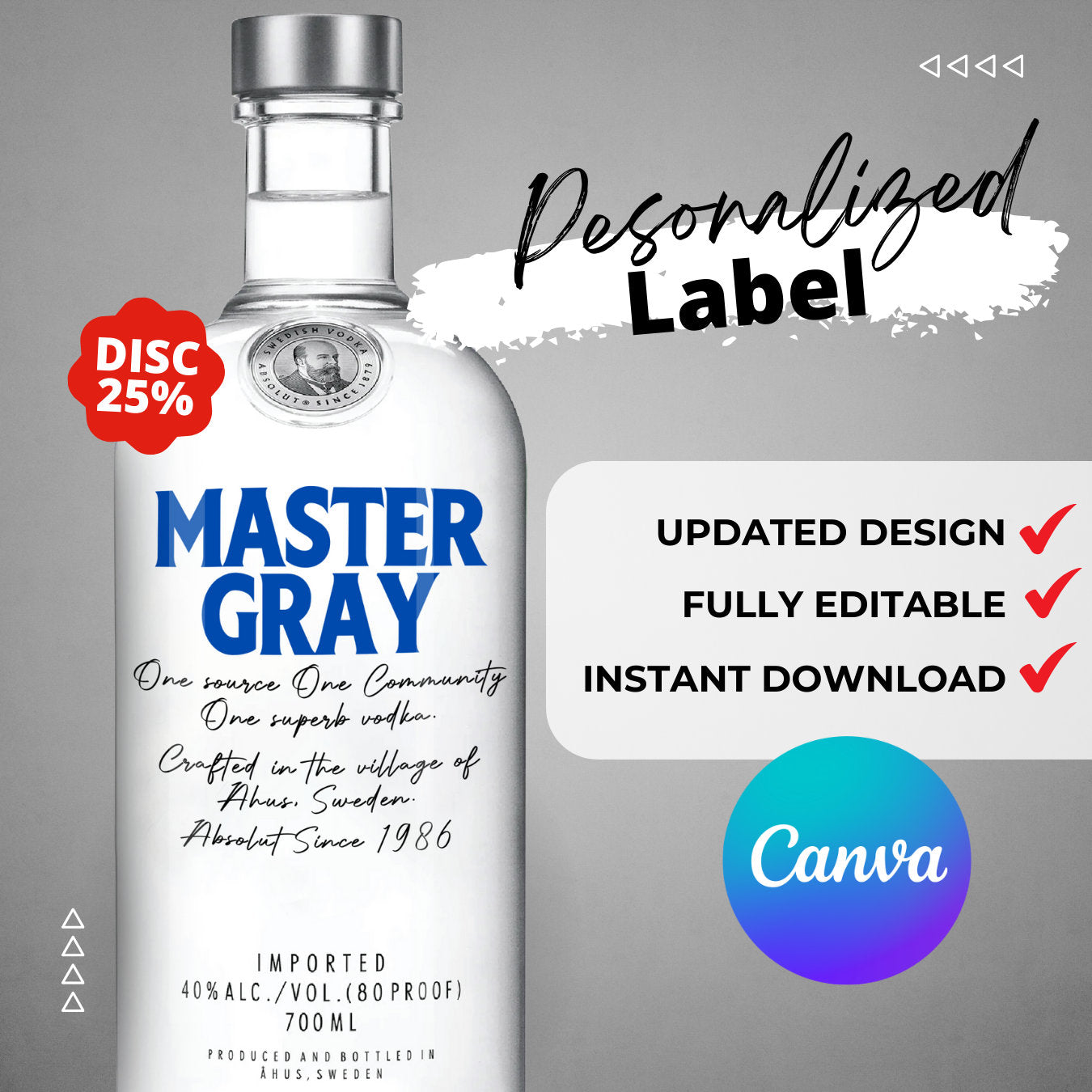 Printable Absolut Vodka label editable