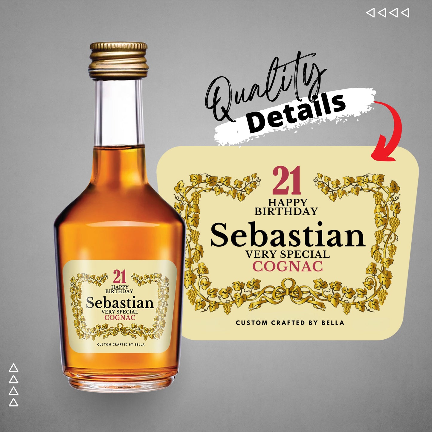 Printable Hennessy Cognac mini 50ml label editable