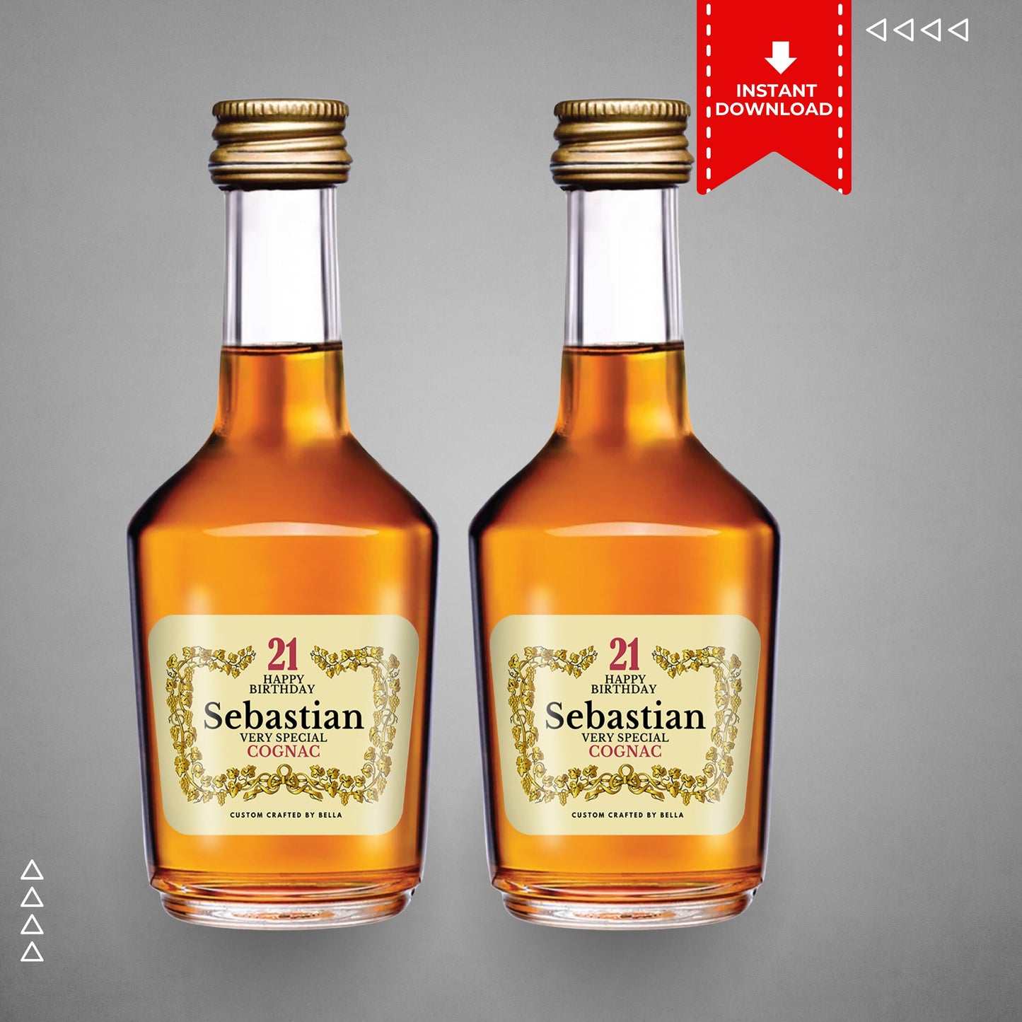 Printable Hennessy Cognac mini 50ml label editable