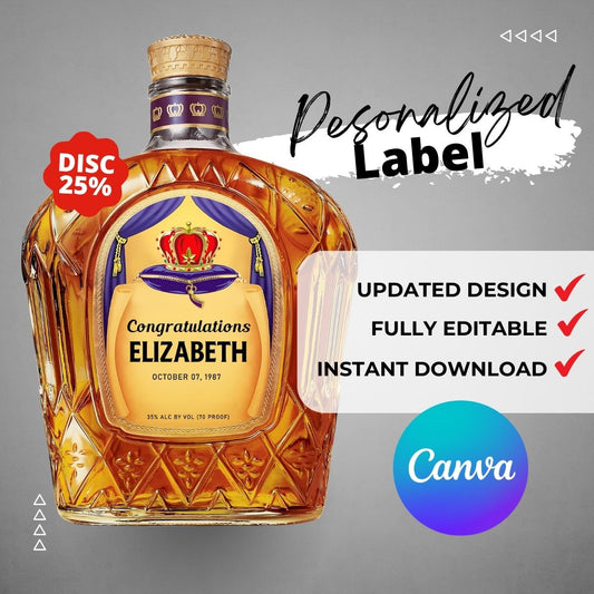 Printable Crown Royal Original Bottle Label Editable