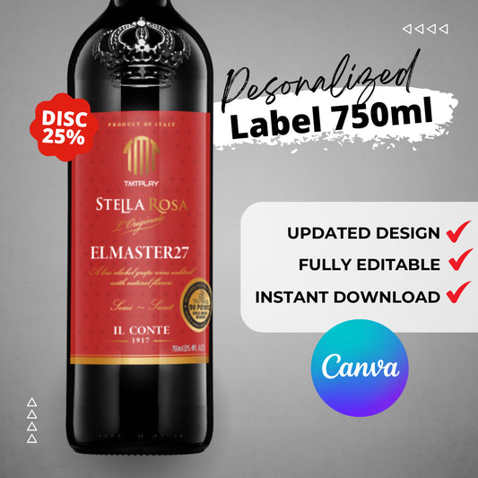 Printable Stella Rosa Red Wine Bottle label editable